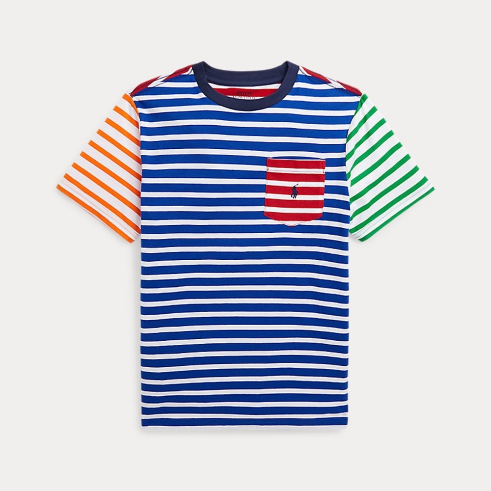 EXCELLENT USED CONDITION Ralph Lauren Striped Cotton Jersey Pocket Tee, size 5